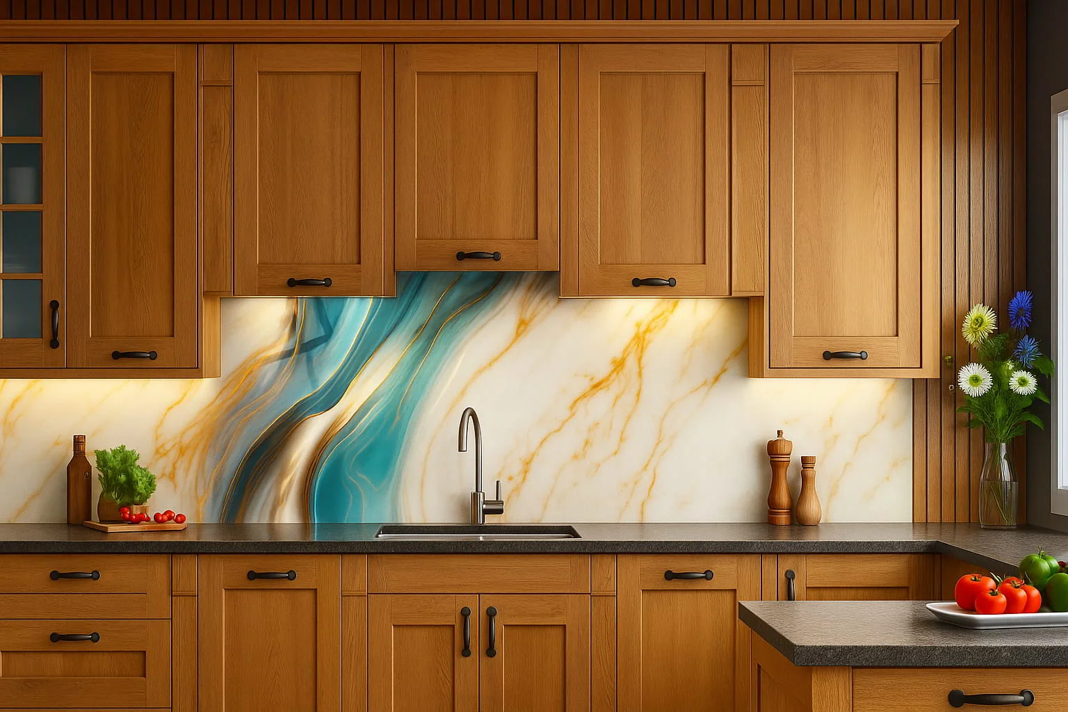 Modern Wood Finish Kitchen